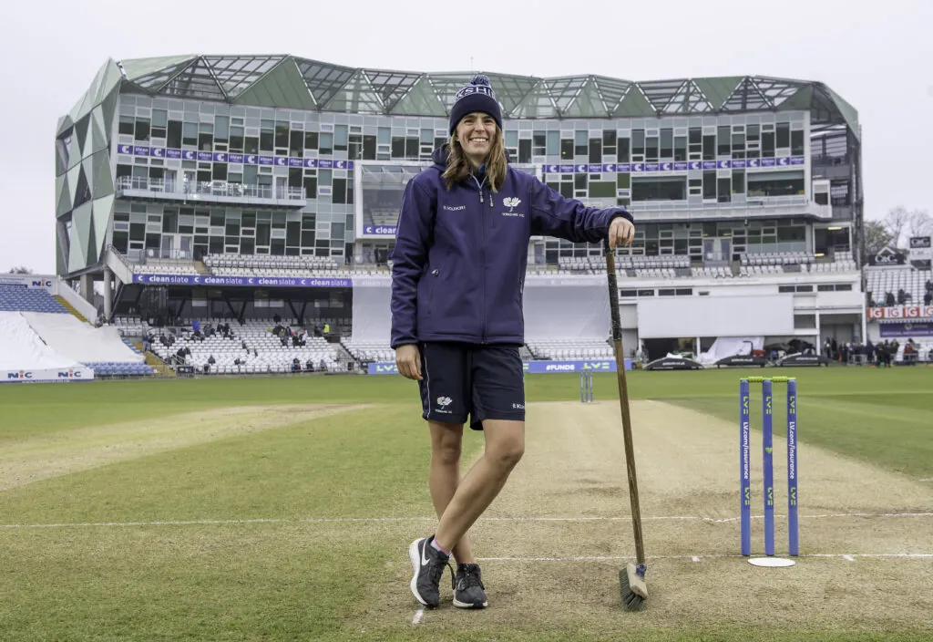 On Sunday 3 March, Jasmine Nicholls, a member of the groundstaff at Headingley, will be part of a groundbreaking all-women grounds team from diverse industries. They will be responsible for preparing the pitch at the Emirates Stadium for Arsenal's Barclays Women's Super League match against Tottenham Hotspur.